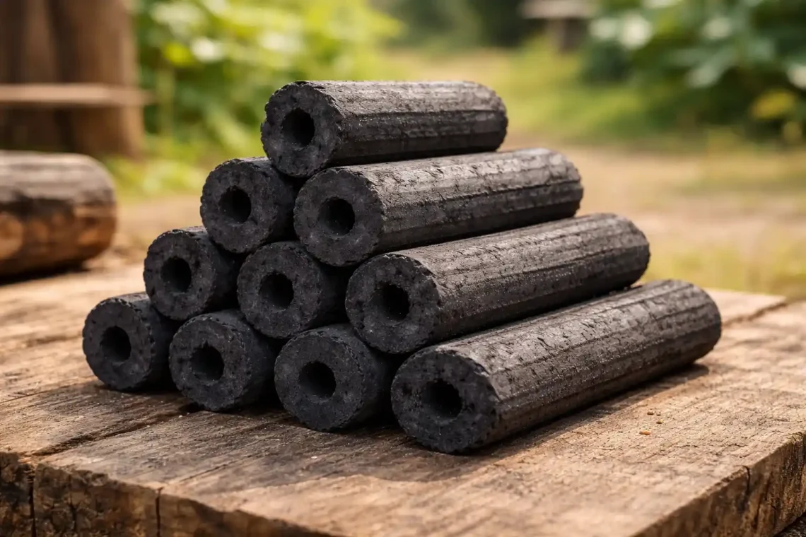 materials and tools for making charcoal briquettes at home